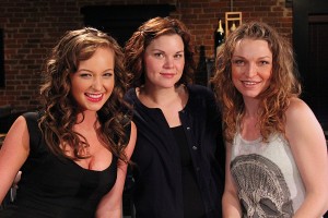 Sarah Clark (right) was the Key, or lead, make up artist and hair stylist on Table 47.  She was ably assisted by Angelique Dugger (center). After make up and hair, Louise Macdonald is ready to shoot a scene.